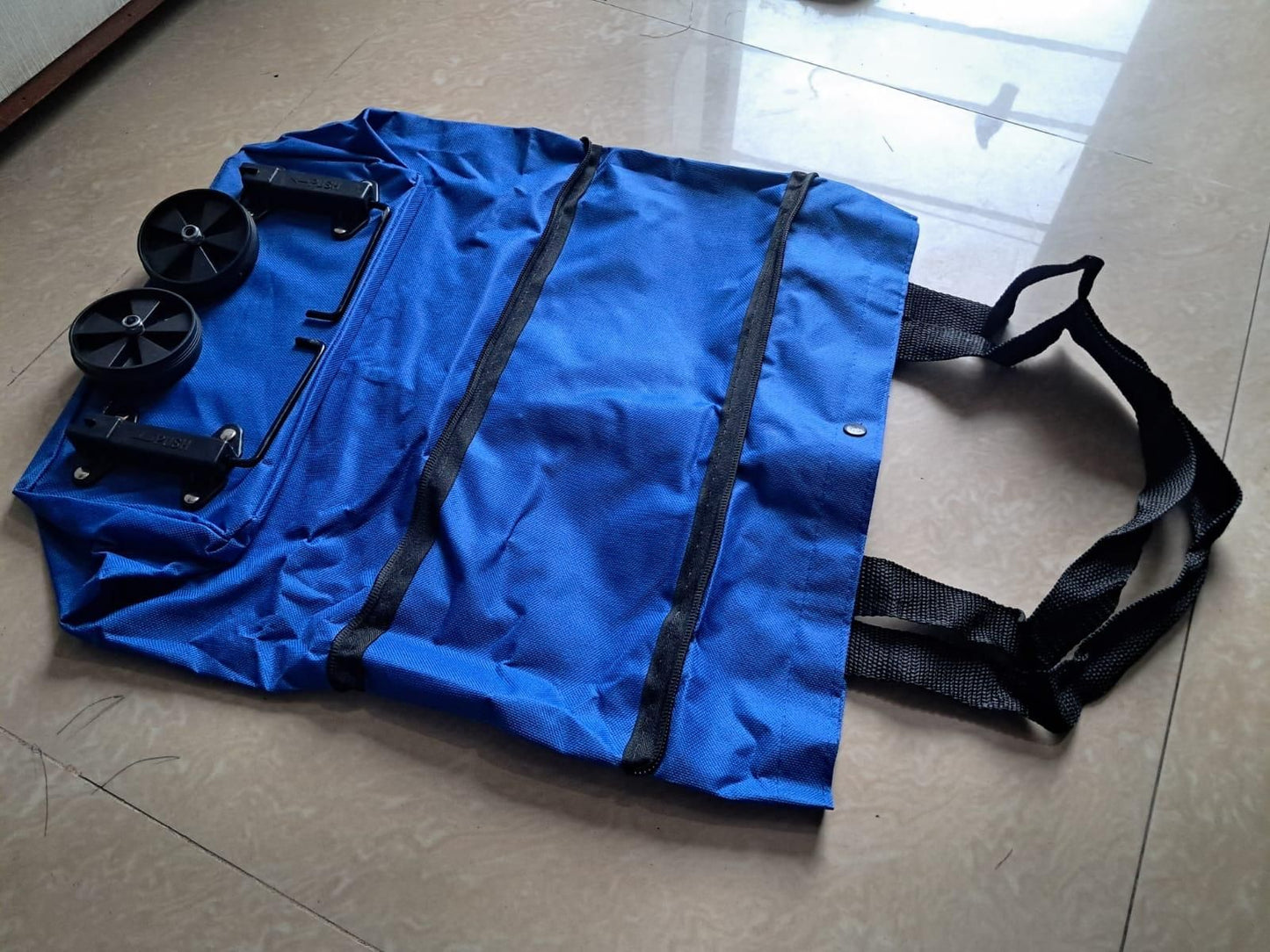 Foldable Light Weight Polyester Shopping Trolley Bag for Vegetables, Grocery, Travel Dual Wheel Waterproof Trolley Bag (Multicolor) - Arshia Creations