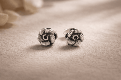 Oxidized Sterling Silver Floral Stud Earrings for Women - Arshia Creations