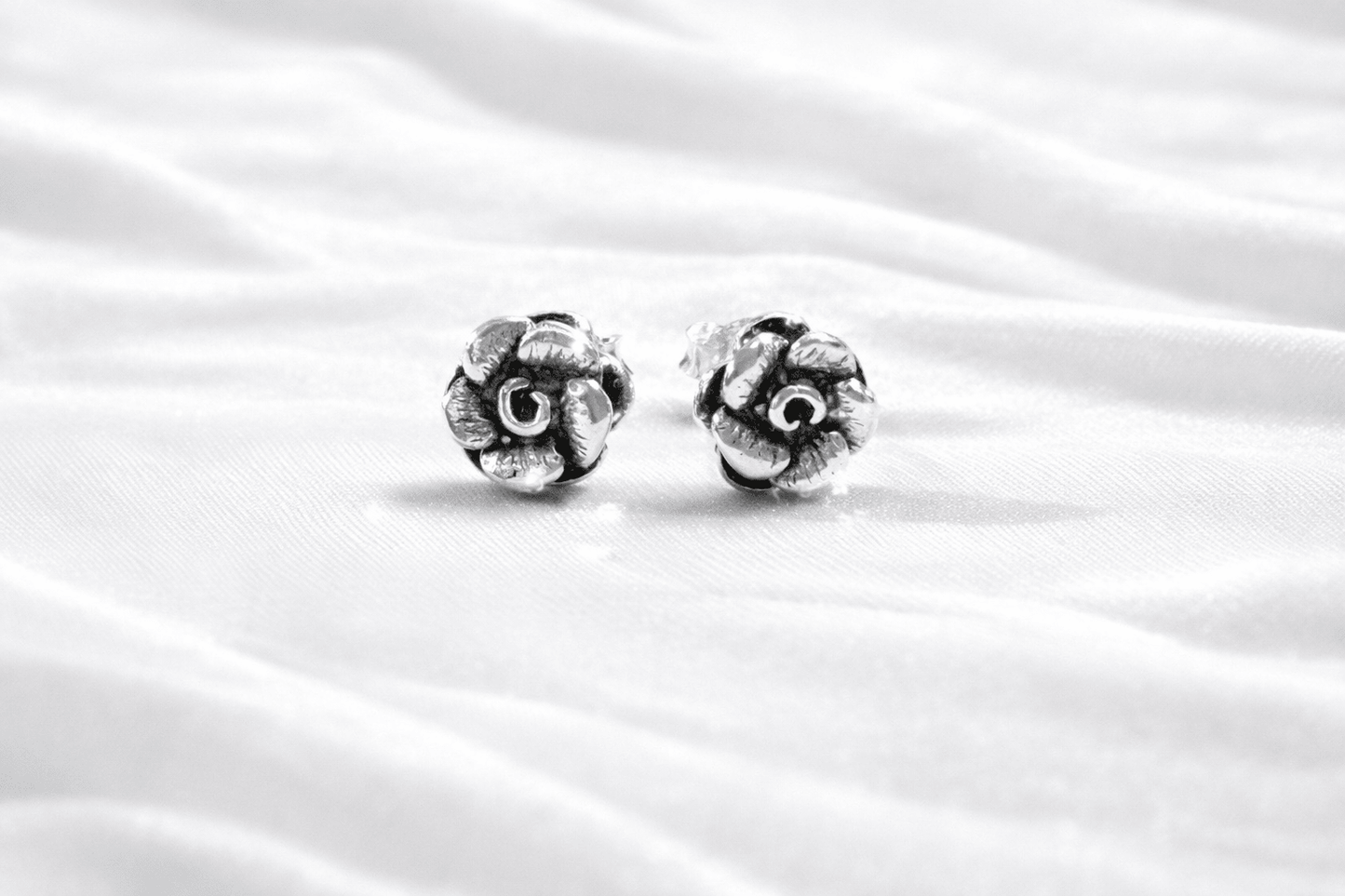 Oxidized Sterling Silver Floral Stud Earrings for Women - Arshia Creations