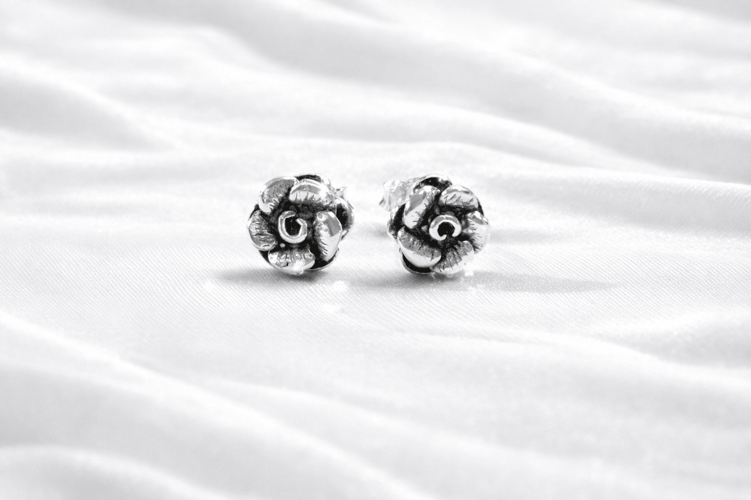 Oxidized Sterling Silver Floral Stud Earrings for Women - Arshia Creations