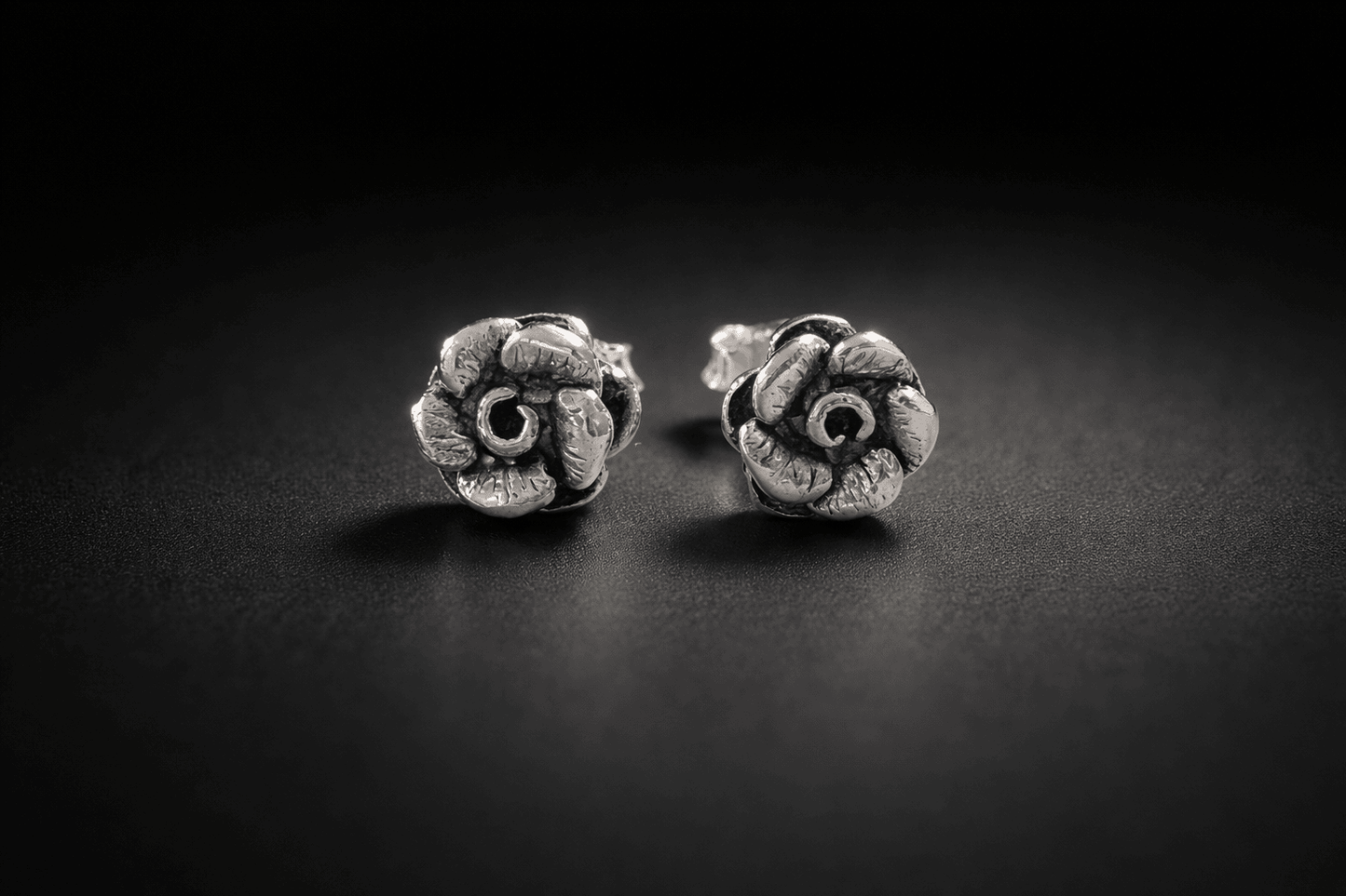 Oxidized Sterling Silver Floral Stud Earrings for Women - Arshia Creations