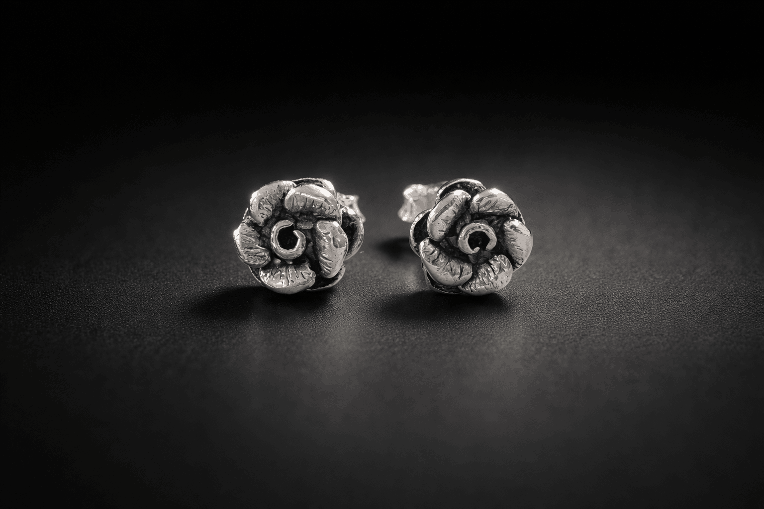 Oxidized Sterling Silver Floral Stud Earrings for Women - Arshia Creations