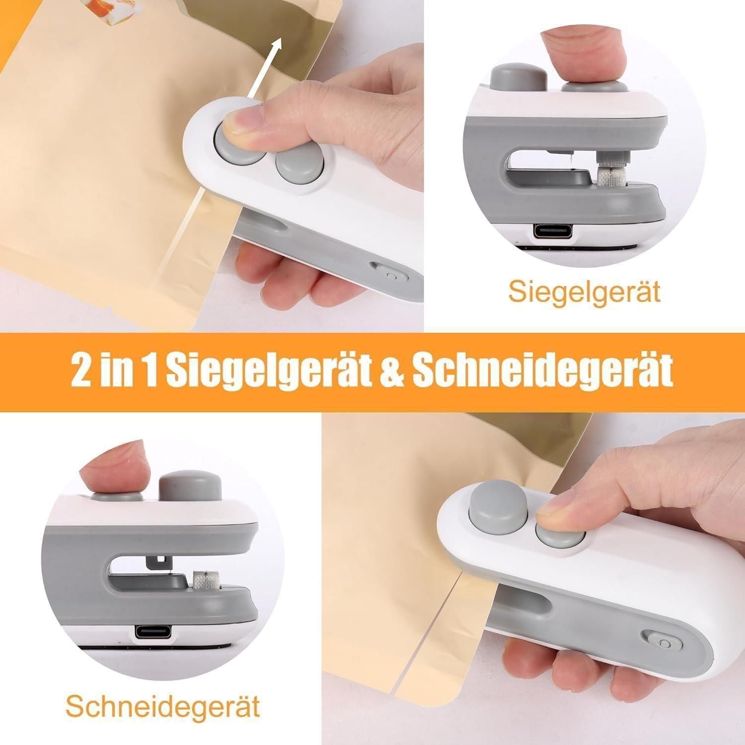 Portable Mini Sealing Machine 2 in 1 USB Rechargeable Magnetic Bag Sealer Heat Seal with Cutter - Arshia Creations