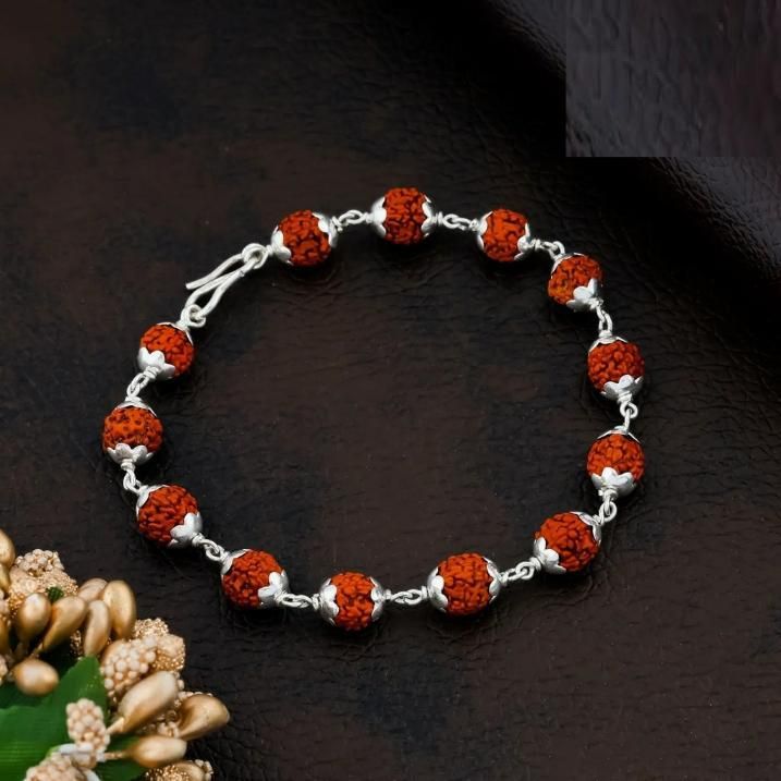 Rudraksha Bracelet Silver Plated Elegance - Arshia Creations