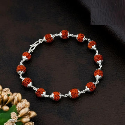 Rudraksha Bracelet Silver Plated Elegance - Arshia Creations