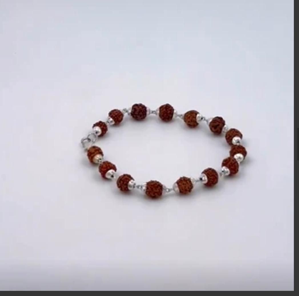 Rudraksha Bracelet Silver Plated Elegance - Arshia Creations