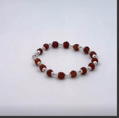 Rudraksha Bracelet Silver Plated Elegance - Arshia Creations