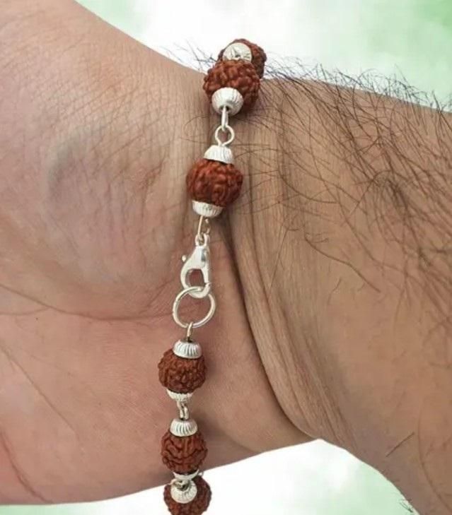 Rudraksha Bracelet Silver Plated Elegance - Arshia Creations