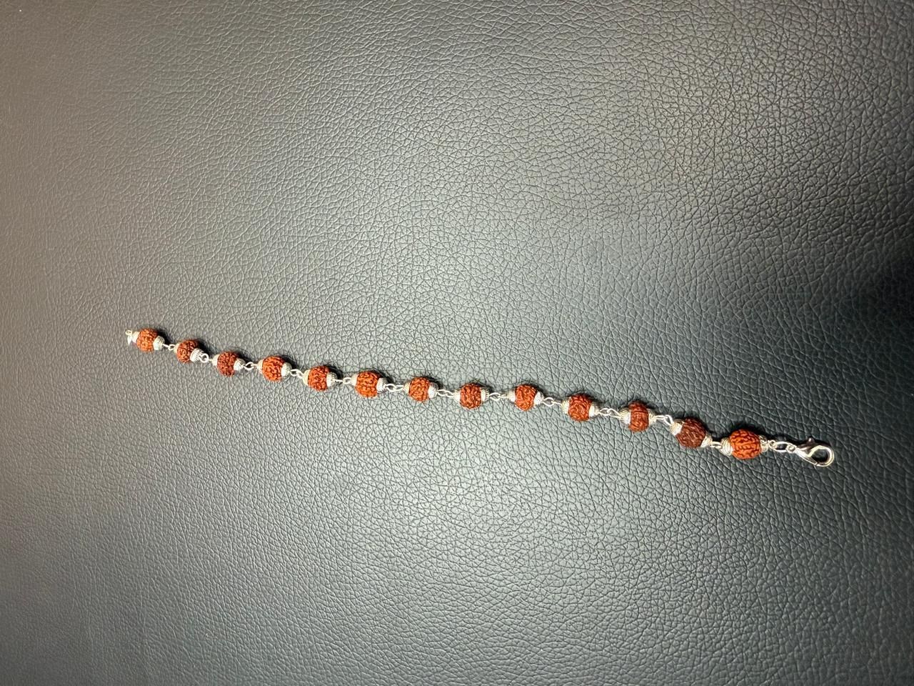 Rudraksha Bracelet Silver Plated Elegance - Arshia Creations