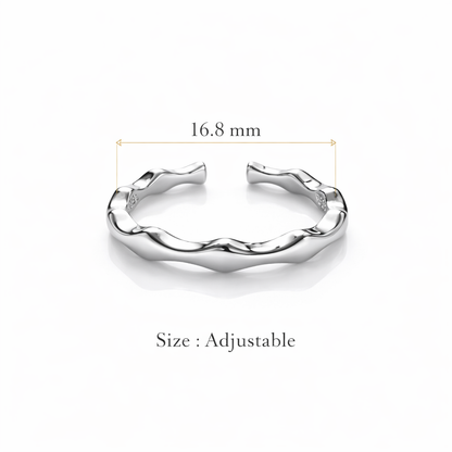 Sterling Silver Deep Curve Toe Rings for Women – Adjustable Minimalist Wavy Band - Arshia Creations