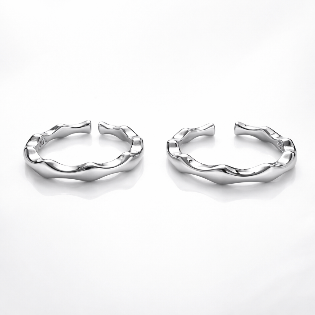Sterling Silver Deep Curve Toe Rings for Women – Adjustable Minimalist Wavy Band - Arshia Creations