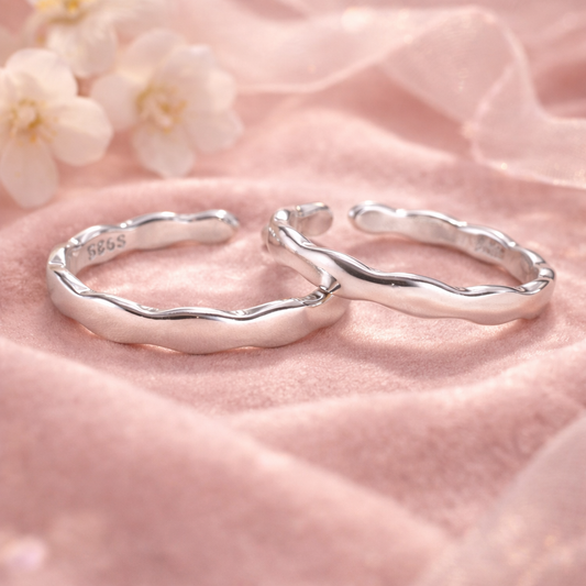 Sterling Silver Light Curve Toe Rings for Women | Adjustable Minimal Wavy Design - Arshia Creations