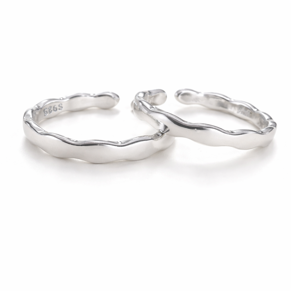 Sterling Silver Light Curve Toe Rings for Women | Adjustable Minimal Wavy Design - Arshia Creations