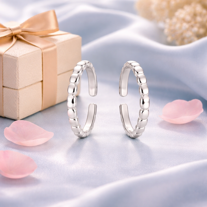 Sterling Silver Textured Toe Rings for Women | Adjustable Minimal Beaded Design - Arshia Creations