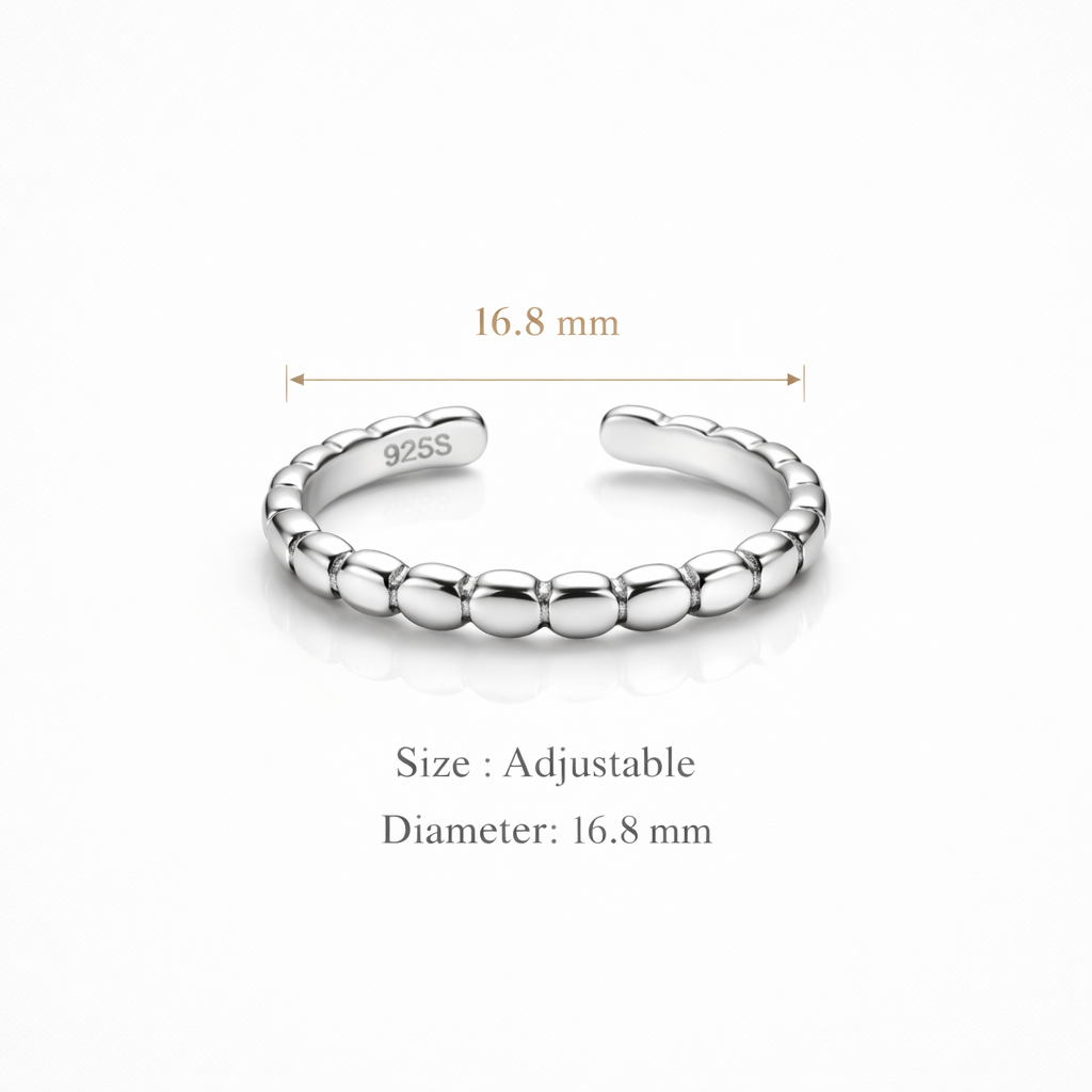 Sterling Silver Textured Toe Rings for Women | Adjustable Minimal Beaded Design - Arshia Creations