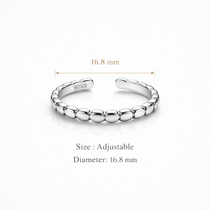 Sterling Silver Textured Toe Rings for Women | Adjustable Minimal Beaded Design - Arshia Creations