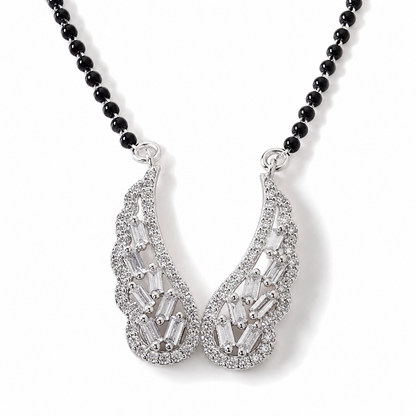 Sterling Silver Angel Wings Mangalsutra Necklace with Cubic Zirconia
