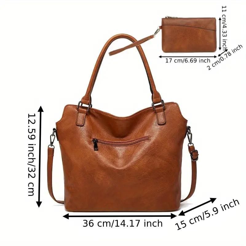 Tote Bags For Women PU Leather Hobo Bags for Women Purse Stylish 2 in 1 Handbags with Shoulder Strap Ladies Office Bag - Arshia Creations