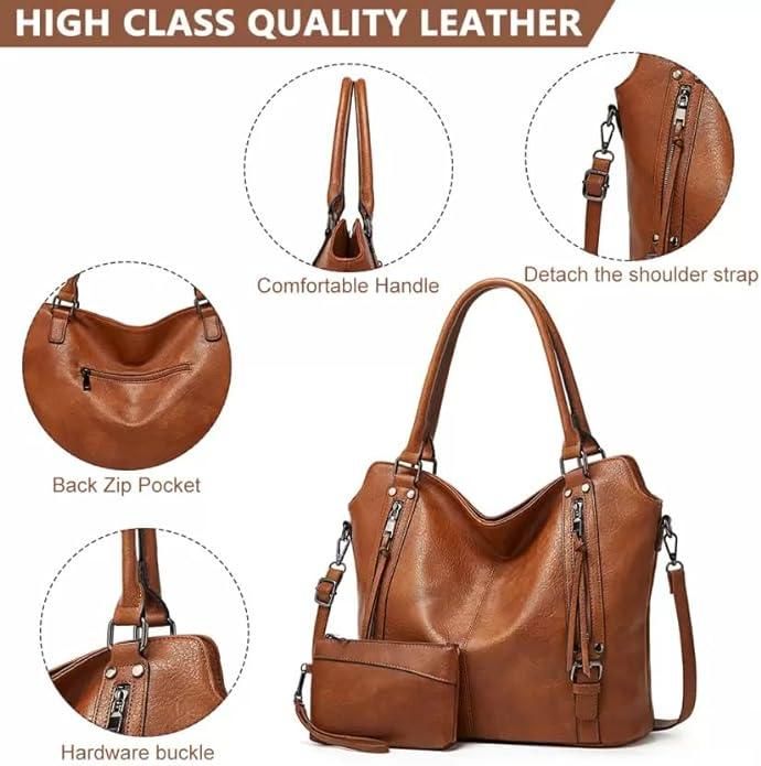 Tote Bags For Women PU Leather Hobo Bags for Women Purse Stylish 2 in 1 Handbags with Shoulder Strap Ladies Office Bag - Arshia Creations