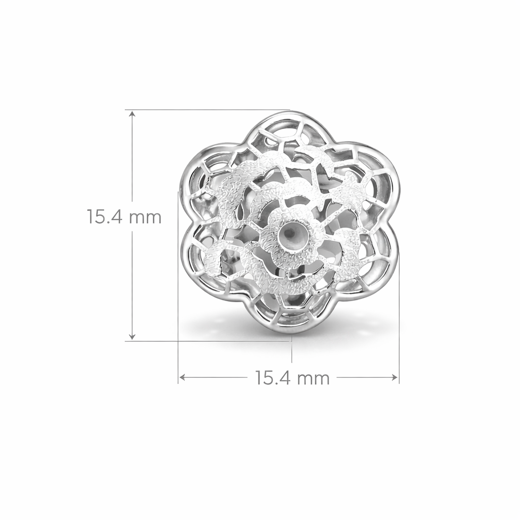 Elegant Laser Cut Sterling Silver Floral Stud Earrings for Women