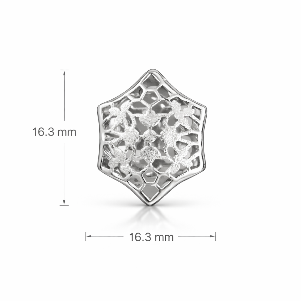 Elegant Laser Cut Sterling Silver Stud Earrings – Geometric Floral Design