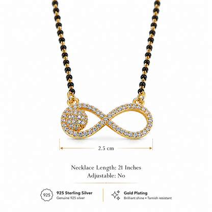 Gold Plated Sterling Silver Infinity Mangalsutra Necklace with CZ Stones