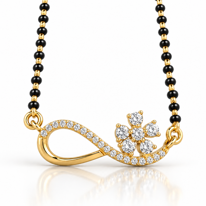 Gold Plated Sterling Silver Mangalsutra Necklace Floral CZ Infinity Pendant