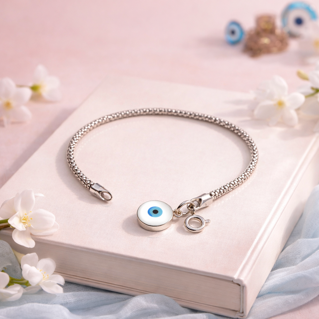 925 Sterling Silver Evil Eye Charm Bracelet for Women