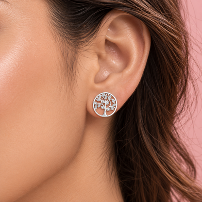 925 Sterling Silver Tree of Life Pendant with Earrings