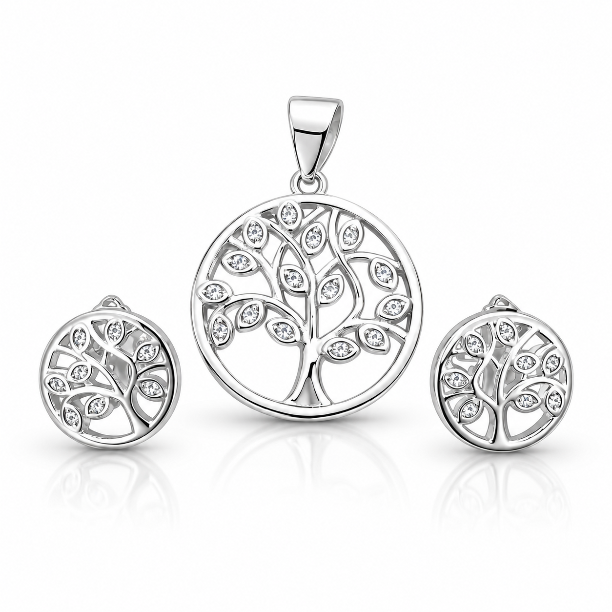 925 Sterling Silver Tree of Life Pendant with Earrings