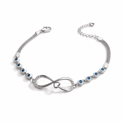Sterling Silver Infinity Evil Eye Bracelet Adjustable for Women