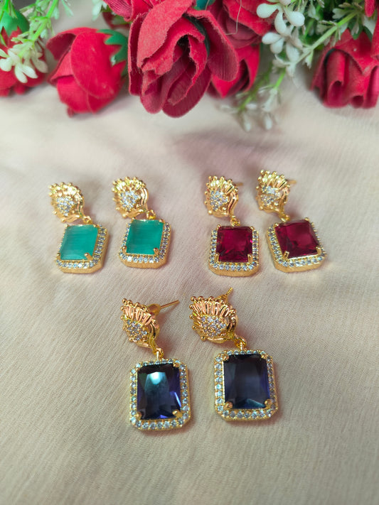 American Diamond Gold Plated Earrings