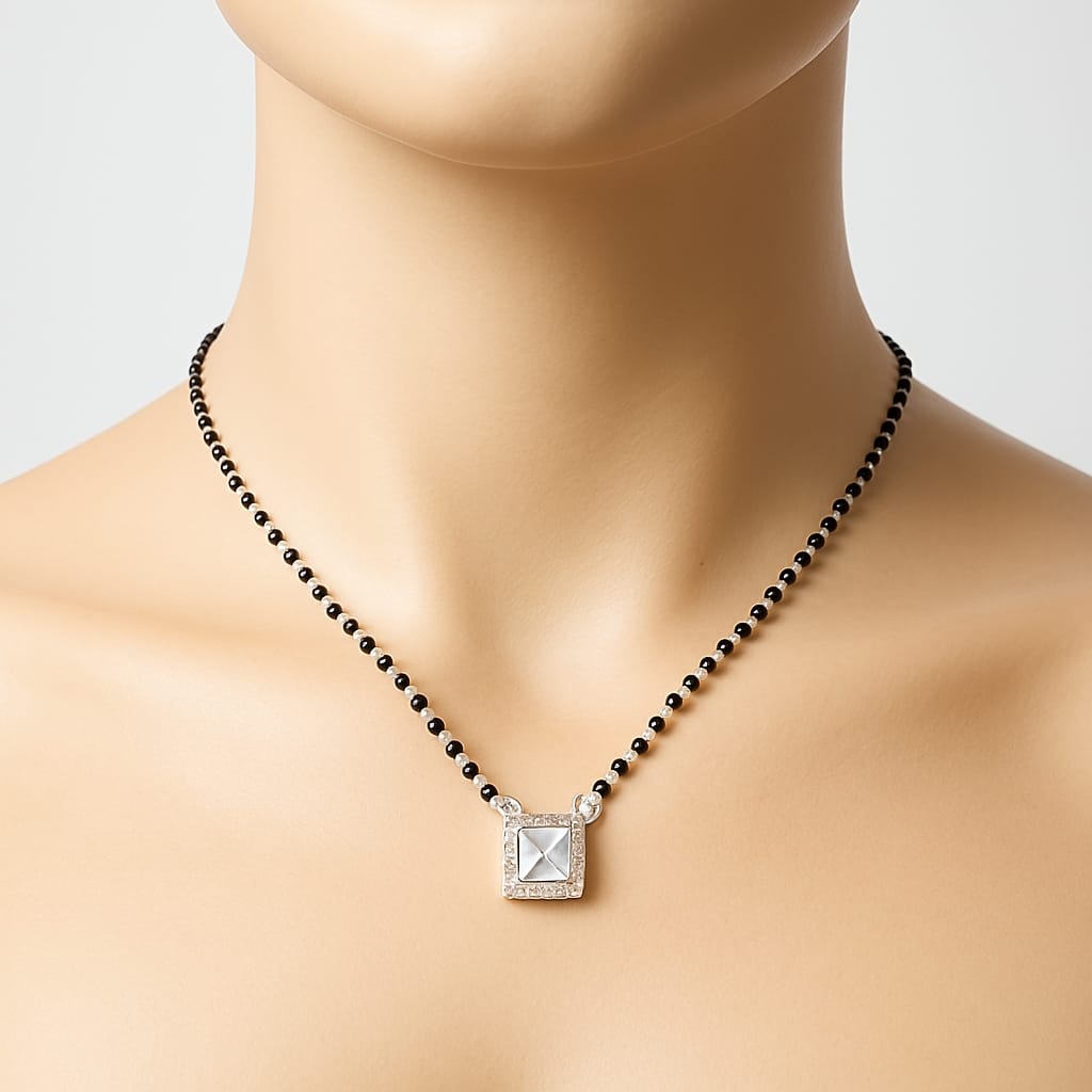 92.5 Silver Zircon Radiant Mangalsutra