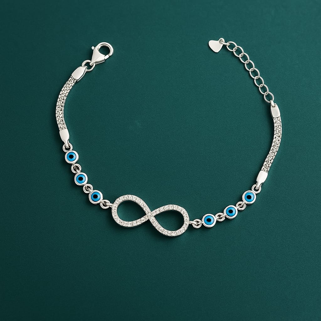Infinity Evil Eye Bracelet - 925 Silver Rhodium Plated