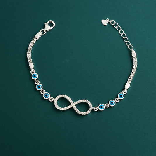 Infinity Evil Eye Bracelet - 925 Silver Rhodium Plated