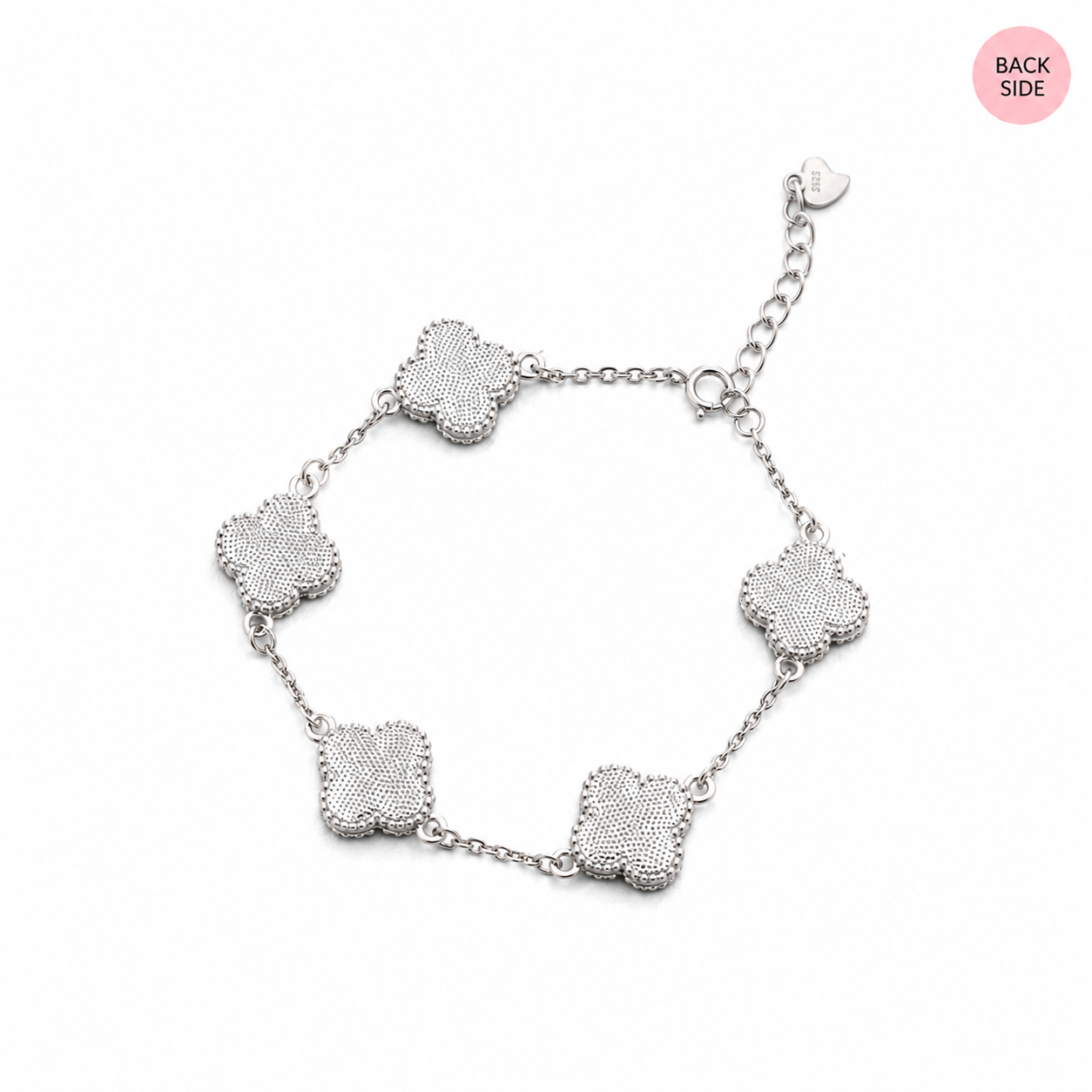 925 Sterling Silver Adjustable Red Clover Bracelet for Women | Premium Four Leaf Flower Charm Bracelet