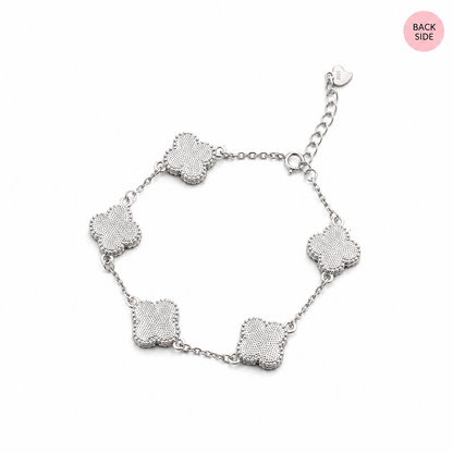 925 Sterling Silver Adjustable Red Clover Bracelet for Women | Premium Four Leaf Flower Charm Bracelet