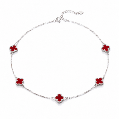 Sterling Silver Adjustable Red Clover Necklace for Women | Everyday Jewelry Gift