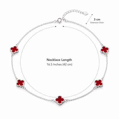 Sterling Silver Adjustable Red Clover Necklace for Women | Everyday Jewelry Gift