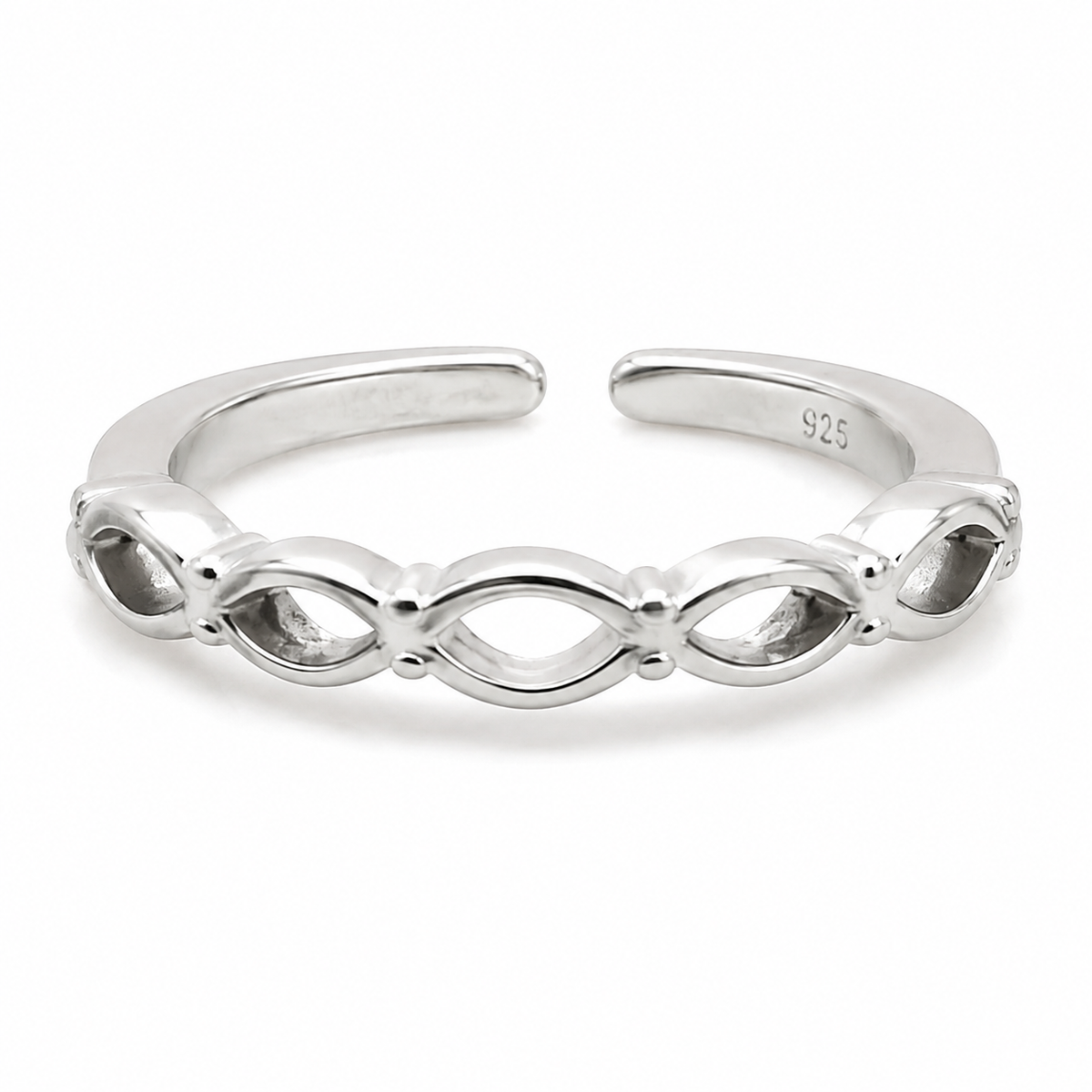 Sterling Silver Adjustable Toe Ring | Infinity Link Design | Minimalist Silver Toe Ring for Women