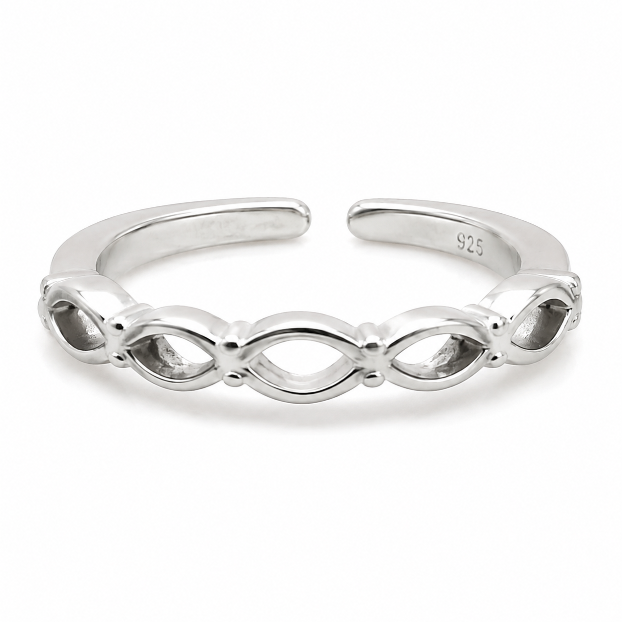Sterling Silver Adjustable Toe Ring | Infinity Link Design | Minimalist Silver Toe Ring for Women