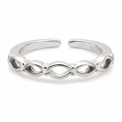 Sterling Silver Adjustable Toe Ring | Infinity Link Design | Minimalist Silver Toe Ring for Women