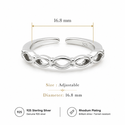 Sterling Silver Adjustable Toe Ring | Infinity Link Design | Minimalist Silver Toe Ring for Women