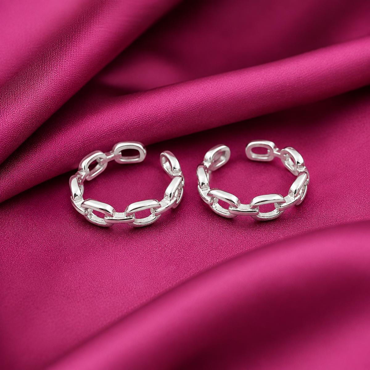 Sterling Silver Chain Link Adjustable Toe Ring for Women