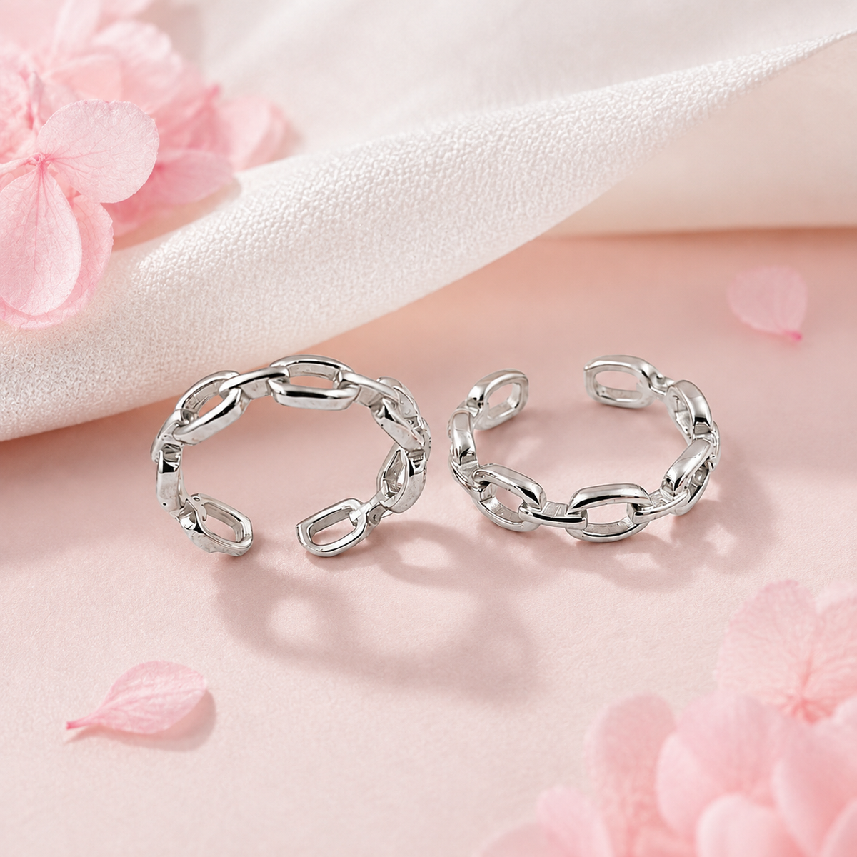 Sterling Silver Chain Link Adjustable Toe Ring for Women
