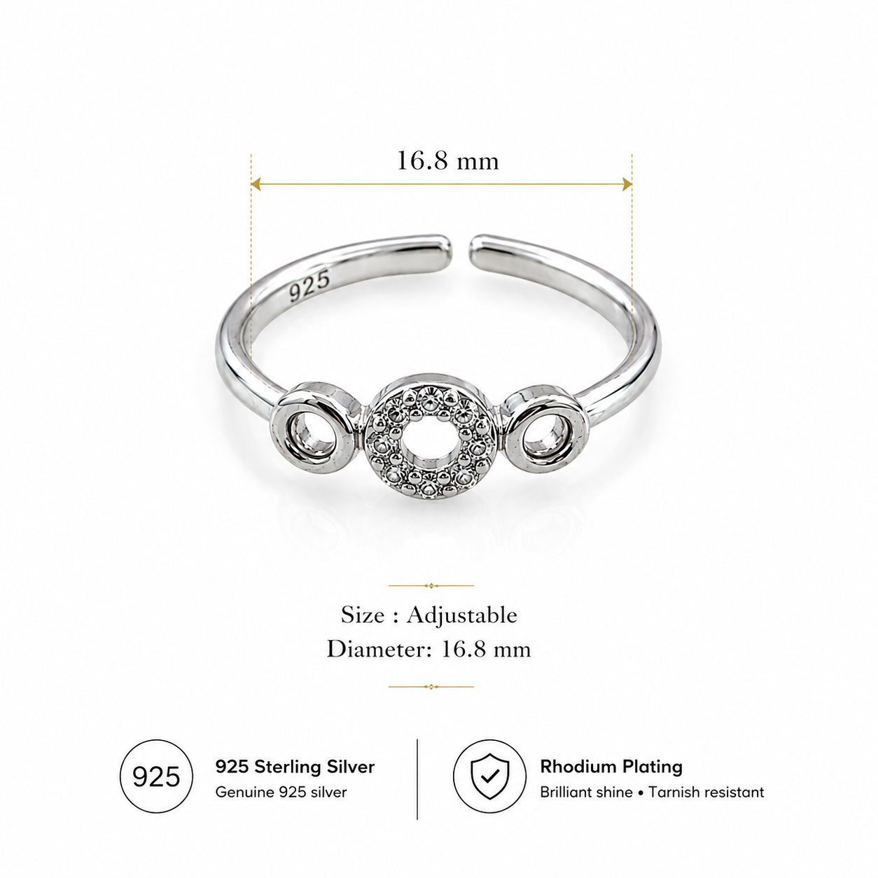 Sterling Silver CZ Adjustable Toe Ring for Women – Elegant Round Pave Design