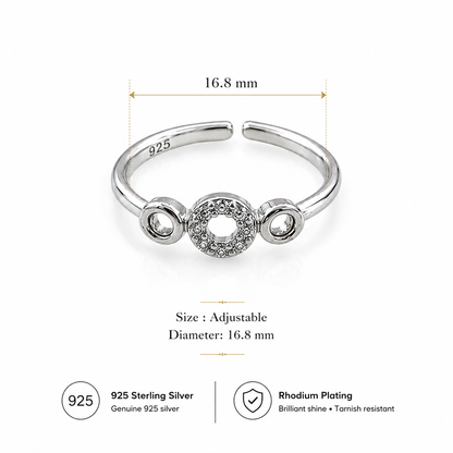 Sterling Silver CZ Adjustable Toe Ring for Women – Elegant Round Pave Design