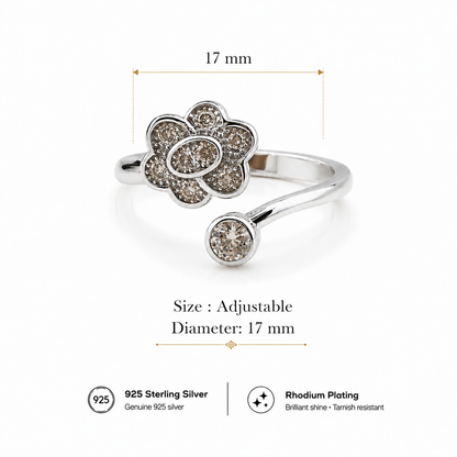 Sterling Silver CZ Floral Adjustable Toe Ring for Women