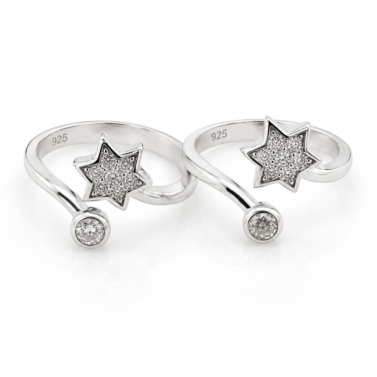 Sterling Silver CZ Star Toe Ring for Women | Adjustable Sparkling Open Toe Ring