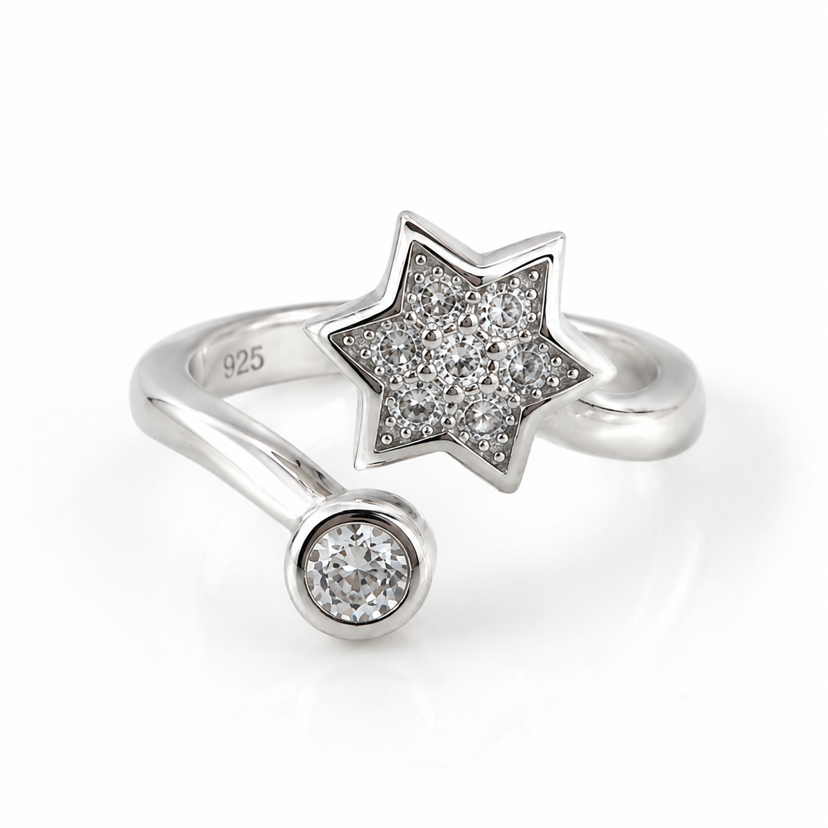 Sterling Silver CZ Star Toe Ring for Women | Adjustable Sparkling Open Toe Ring